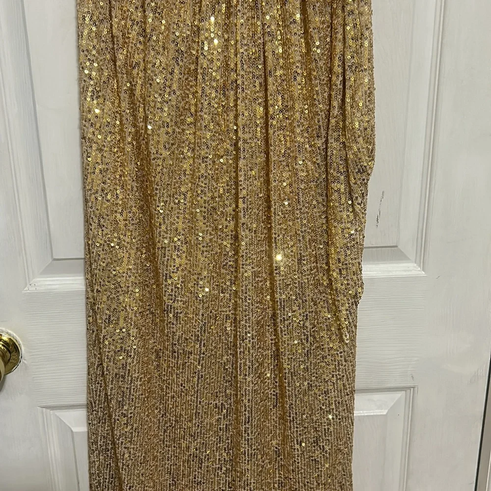 MAC DUGGAL Sequined Halter Neck Belted Soft Tie Dress 11281 NWT - Picture 8 of 9